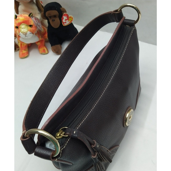 Dooney & Bourke Brown Pebbled Leather Zipper Closure Hobo Shoulder Bag - Picture 8 of 16